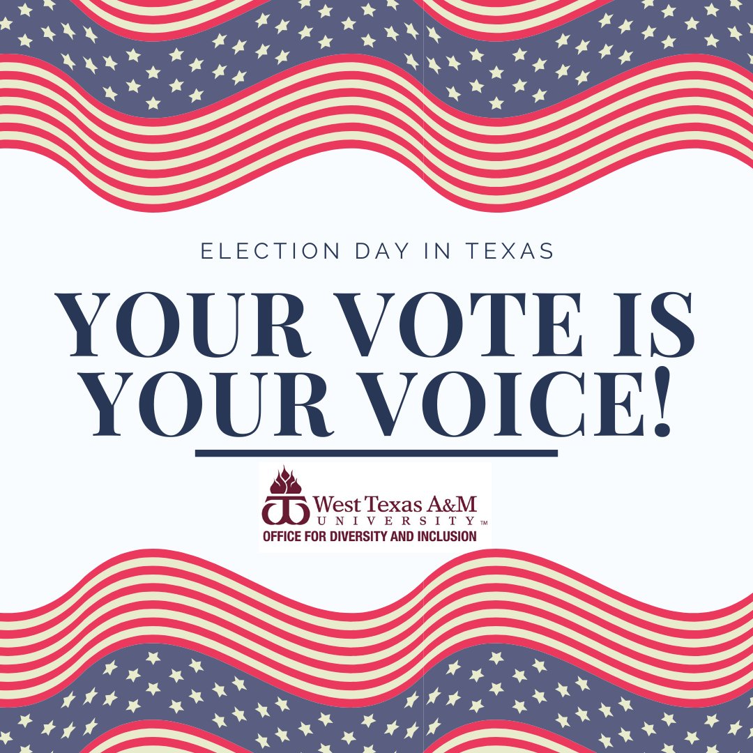 WT_OEC's tweet photo. Today is Election Day in Texas, as well as several other states. If you didn't participate in early voting, please go vote today. As Joanne Bland reminded us on campus last week, "it's not just your right; it's your responsibility." #IMatterWT https://t.co/xg6vwuxzhm