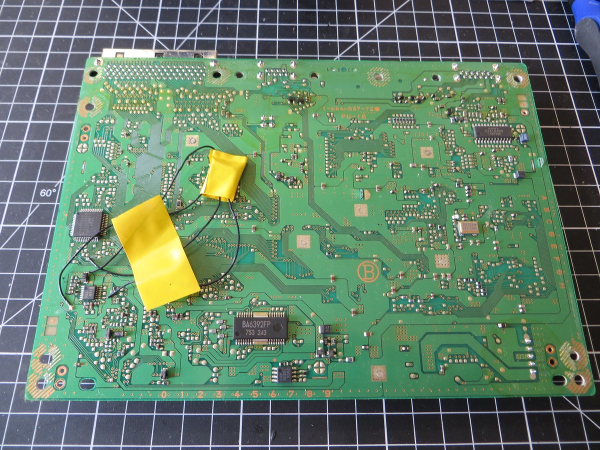 ConsoleMods's tweet photo. #PlayStation SCPH-5502 PU-18 install. #CybdynSystems #PSIO, PyroESP's reset mod, modchip rework &amp; a thorough de-pube. Full dismantle &amp; clean. Console now running all region of games from original &amp; backup disc &amp; SD card. #consolemods #32bit #ps1mods #ps1 #flashcart #everdrive https://t.co/Zq1GKGaqHp