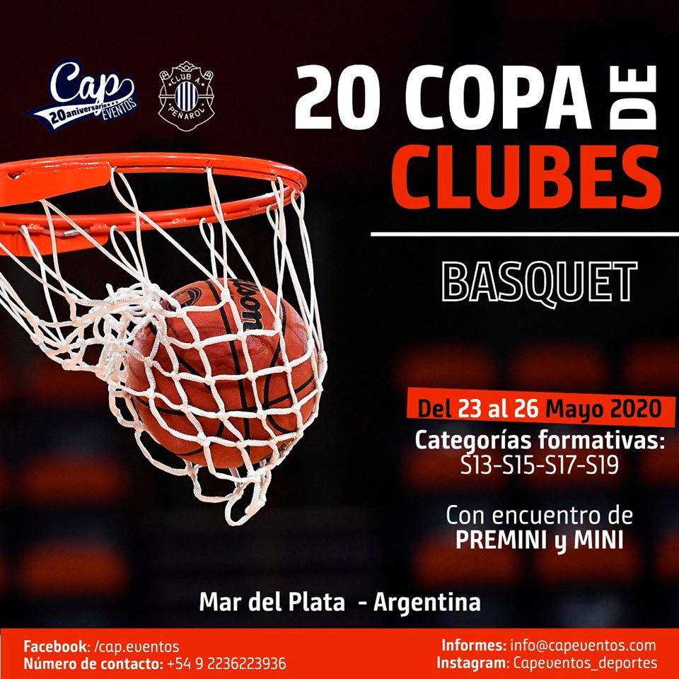Algunos recuerdos de la edición 2015!
#CopaDeClubes #Basquet Peñarol
Nueva Edición 20 ANIVERSARIO! 23>26 de Mayo
Torneo formativas + Encuentro de Mini y Premini + Torneo de Triples - Dobles y Habilidades
info@capeventos.com.ar