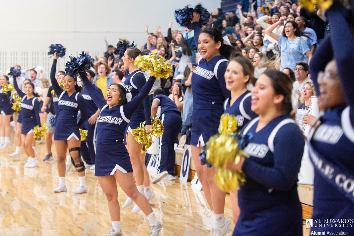 SEUcheerteam's tweet photo. .@stedwardsu We can’t wait to cheer on @seuwbasketball tonight in the first round of the @lonestarconf tournament! Come out to pack the stands at 5:30pm!
#SEUcheer #FearTheGoat
#collegecheer #stedwards https://t.co/DVrnMBGaSk