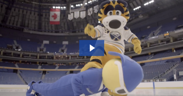 KatFlick5's tweet photo. We go the extra mile for our customers &amp; partners. When the Buffalo Sabres needed help around the Keybank Center we happily obliged. Watch what happens when XBert goes thru Mascot Boot Camp w/Sabretooth. No mascots were harmed making of this video https://t.co/GYuOSMTYjl https://t.co/eGRIGYwcWz