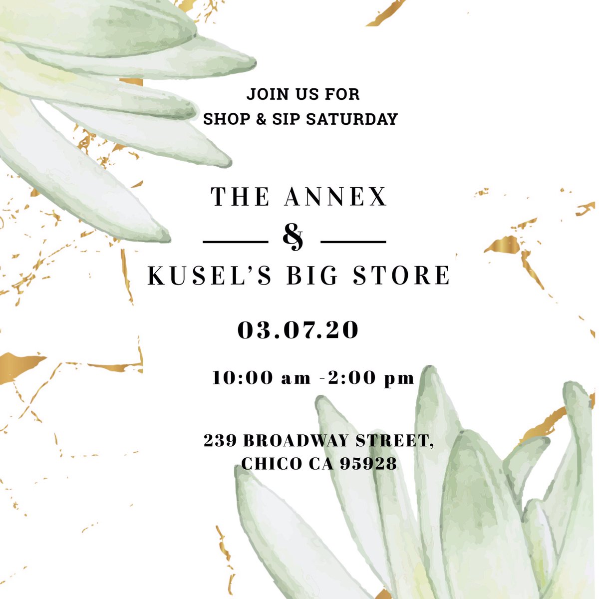 KuselsBigStore's tweet photo. We are so excited for our Pop up Shop in Chico @theannexchico . 
Join us this Saturday for our Shop &amp; Sip and get a sneak Peek of our Spring Jewelry and Fun gifts.
#downtownoroville #chicoca #downtownchico #shopchico #giftshop #popupshop #kuselsbigstore #civalcollective https://t.co/FjmPDDcosZ