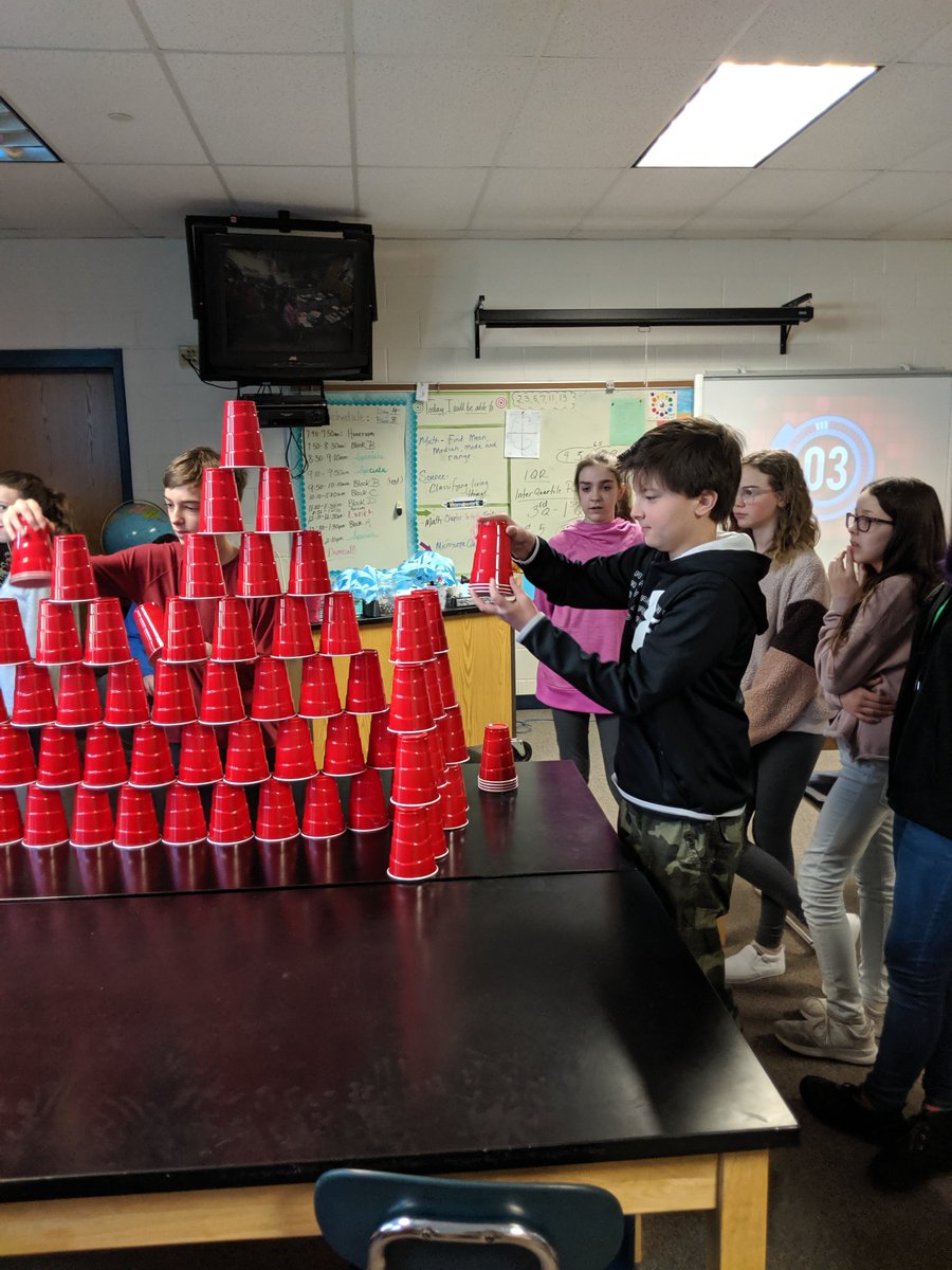 Collecting data with the cup stacking challenge!!! @cms_grizzlies