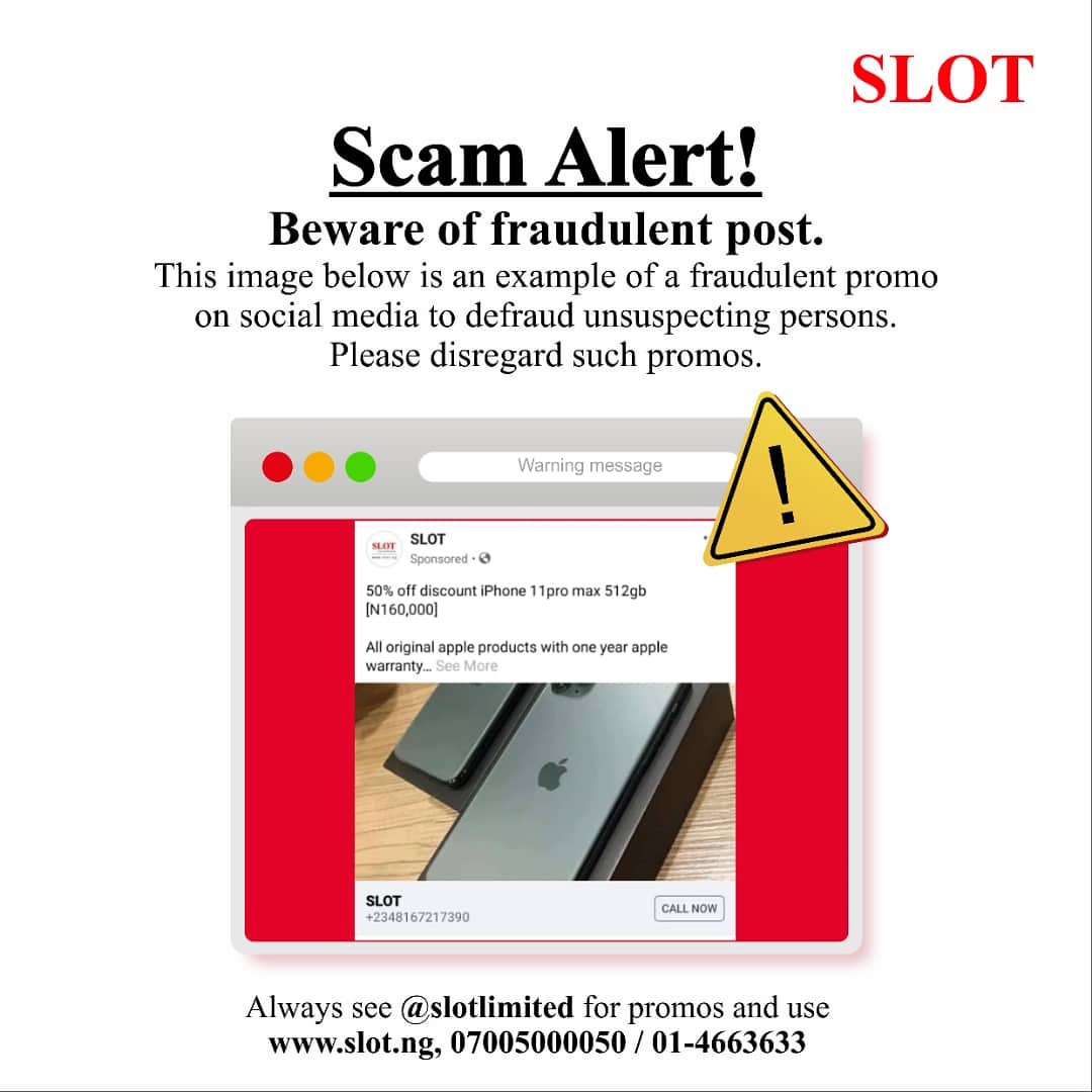 SmileyyTravels's tweet photo. Stay woke guys!
SLOT SYSTEMS LIMITED @slotlimited will never ask you to pay or send money into any other bank accounts besides:
Bank Account Name: SLOT SYSTEMS LIMITED
Call 07005000050,01-4663633 for more info.
#Slotmobile
https://t.co/SQBAUTTBmK