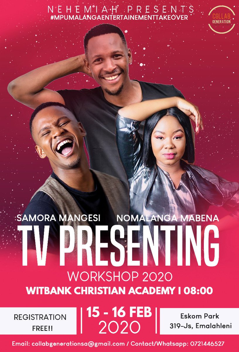 collabgensa's tweet photo. #DelayedPost @NomalangaMami_ @NehemiahTjatji @Samora_Mangesi thank you once again for your exceptional talk at the Mpumalanga TV Presenting &amp; Entertainment Workshop in Witbank/Emalahleni/Witbank.

#MpumalangaEntertainmentTakeOver2020 https://t.co/RmfK4WOwrM