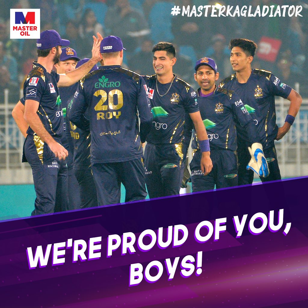 MasterOilPak's tweet photo. What a game! We’re proud of our #MasterGladiators for competing so well 👏🏻 Congratulations LQ! 🌟 @lahoreqalandars @TeamQuetta 
⠀
#MasterKaGladiator #MasterOil #QuettaGladiators #WeTheGladiators https://t.co/xj048gvthO