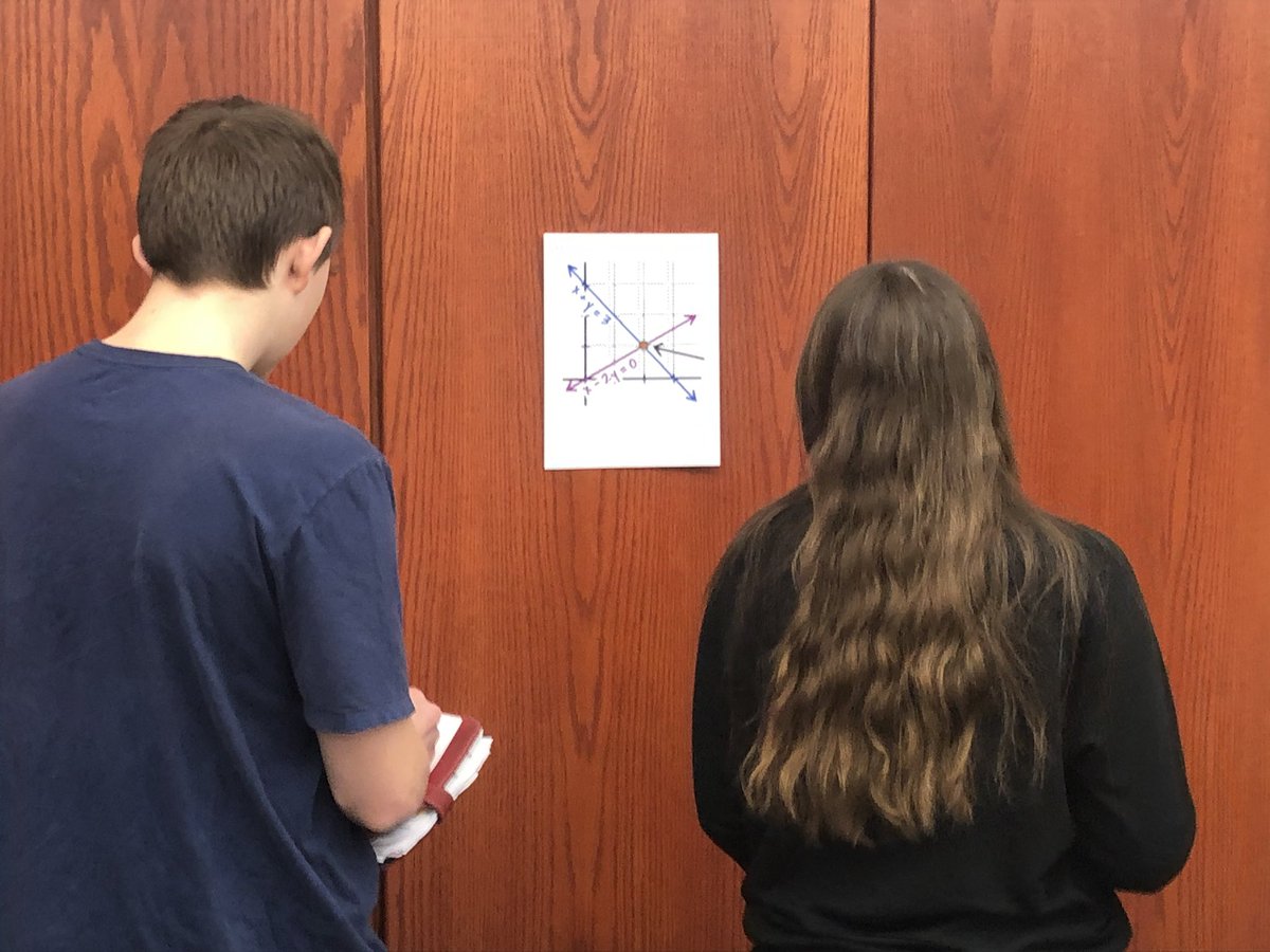 APMrMoran's tweet photo. Math is a foreign language to a lot of people, right? In #MrsOddys class, students are using a “gallery walk” to determine the solution to these graphs. Students who are physically active are mentally active. Great job! #engagedclassroom https://t.co/MnOTONyseU