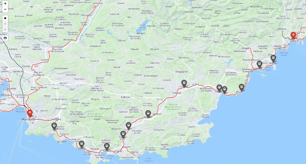 EuropeByRail's tweet photo. We are in the process of adding online route maps for all the journeys in #EuropebyRail. There are a number online to explore, including our #RouteoftheWeek: Exploring the French Riviera. You can explore the map in more details on our website: https://t.co/ZCAM9Os5JH https://t.co/jfoRCRwFj9