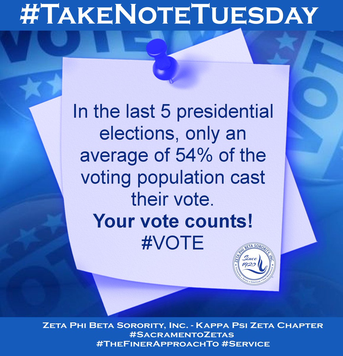 SacramentoZetas's tweet image. #TakeNoteTuesday
#YouCount
#YourVoteCounts
#Vote