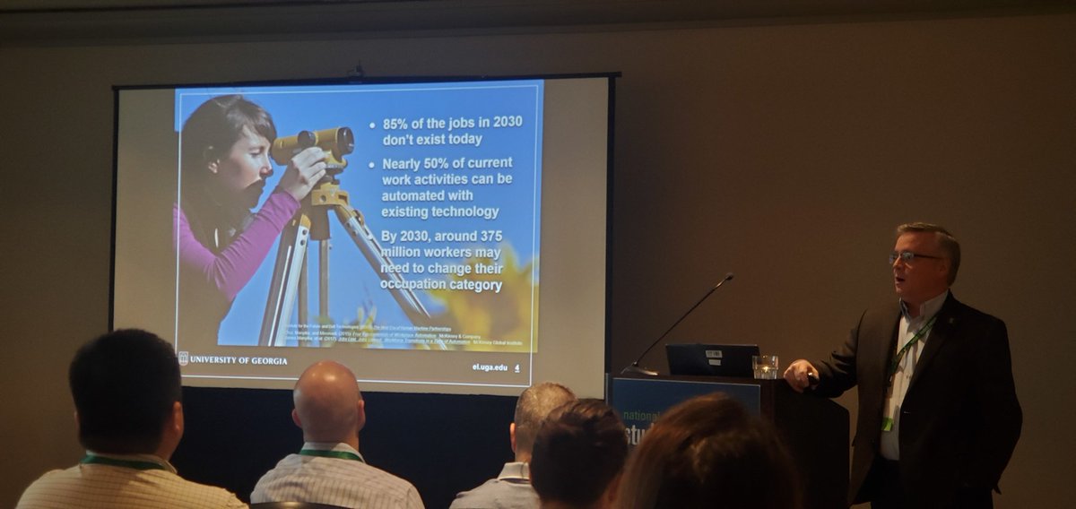 NSSConf's tweet photo. 85% of the jobs in 2030 don't exist today. University of Georgia’s Experiential Learning Initiative is taking a bold approach to undergraduate teaching, learning and advising designed to connect today’s classroom to tomorrow’s world. #studentsuccessconf #studentsuccess https://t.co/CpOEs8iNUE