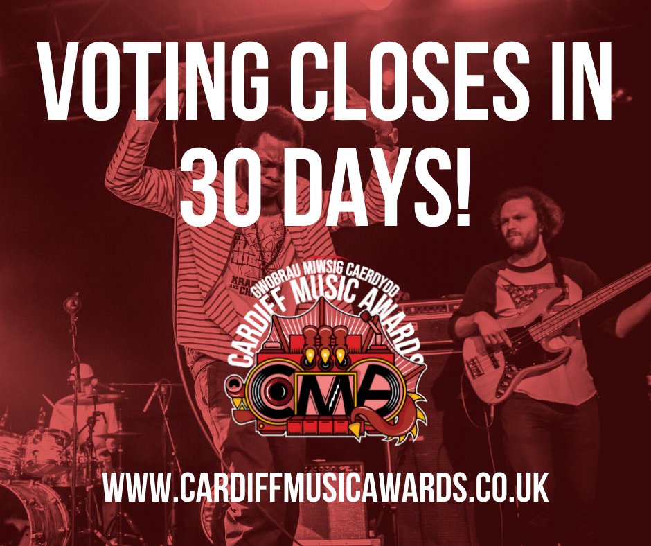 CDFMusicAwards's tweet photo. 🔥Quick reminder - In only 30 DAYS we close voting and will know the winners of the Cardiff Music Awards 2020!! 🎉 👀Nothing’s clear yet so why don’t you go and help us out by getting your votes in! https://t.co/zyRWiqoM1a