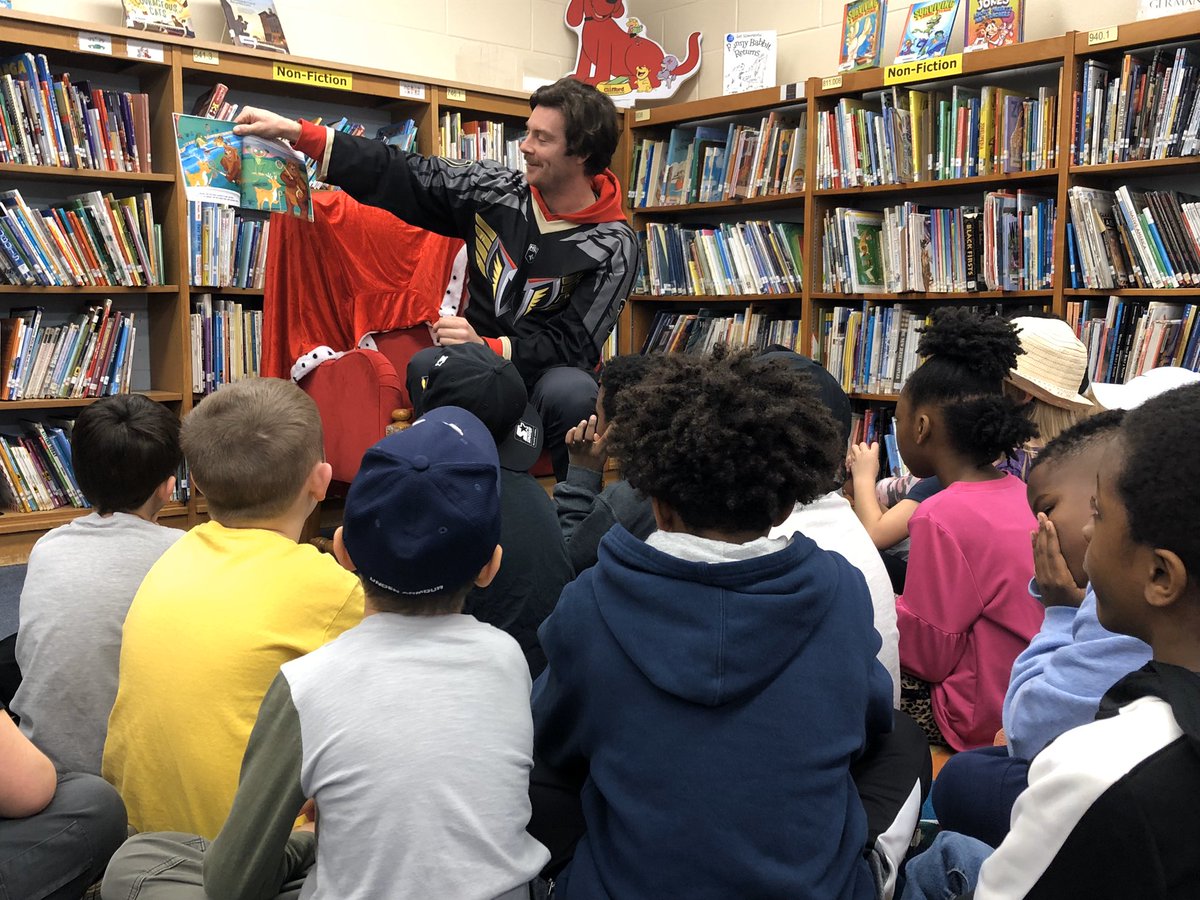 NLLwings's tweet photo. Earlier this morning, some of the guys visited Whitehall Elementary School to celebrate Read Across America week by reading a story about teamwork to over 100 students! https://t.co/EE4TQ6HfpK