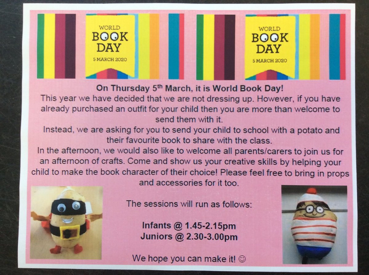 A reminder to parents about our upcoming event this Thursday. Please send your child with a potato on Thursday. We look forward to seeing you on Thursday @kestrelmead