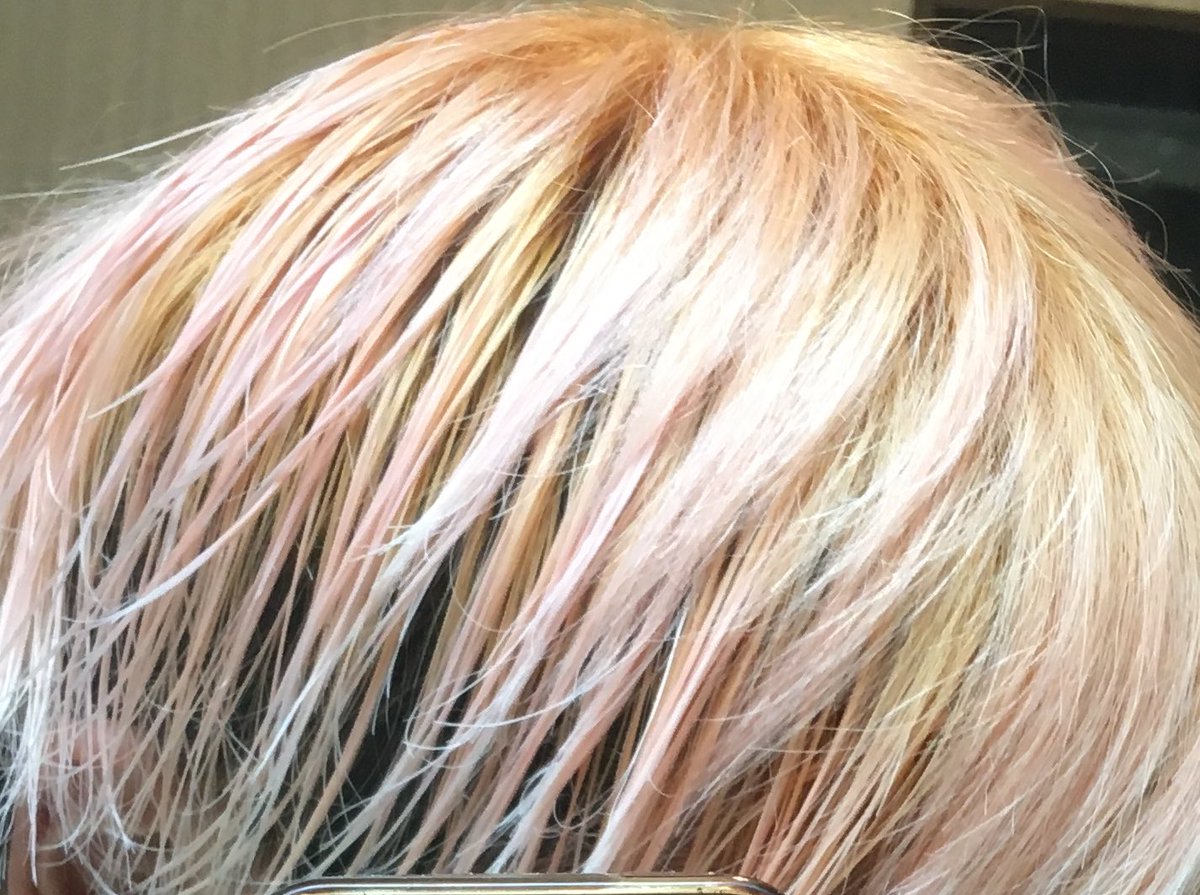 ゆう 空白ごっこ Hakubi全下北沢余韻 白ピンク金色になりました わけわからん 赤は直ぐには落ちない ついにブリーチ だけで毛先白に 髪溶けた