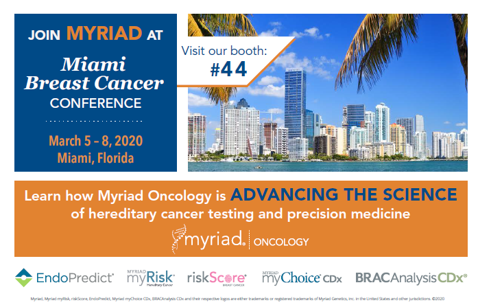 EndoPredictUSA's tweet photo. Join us at the 37th Annual #MiamiBreastCancerConference this week, and learn what EndoPredict® can offer your breast cancer patients. Stop by the Myriad booth #44 to learn more. https://t.co/DAi5WVKsu5