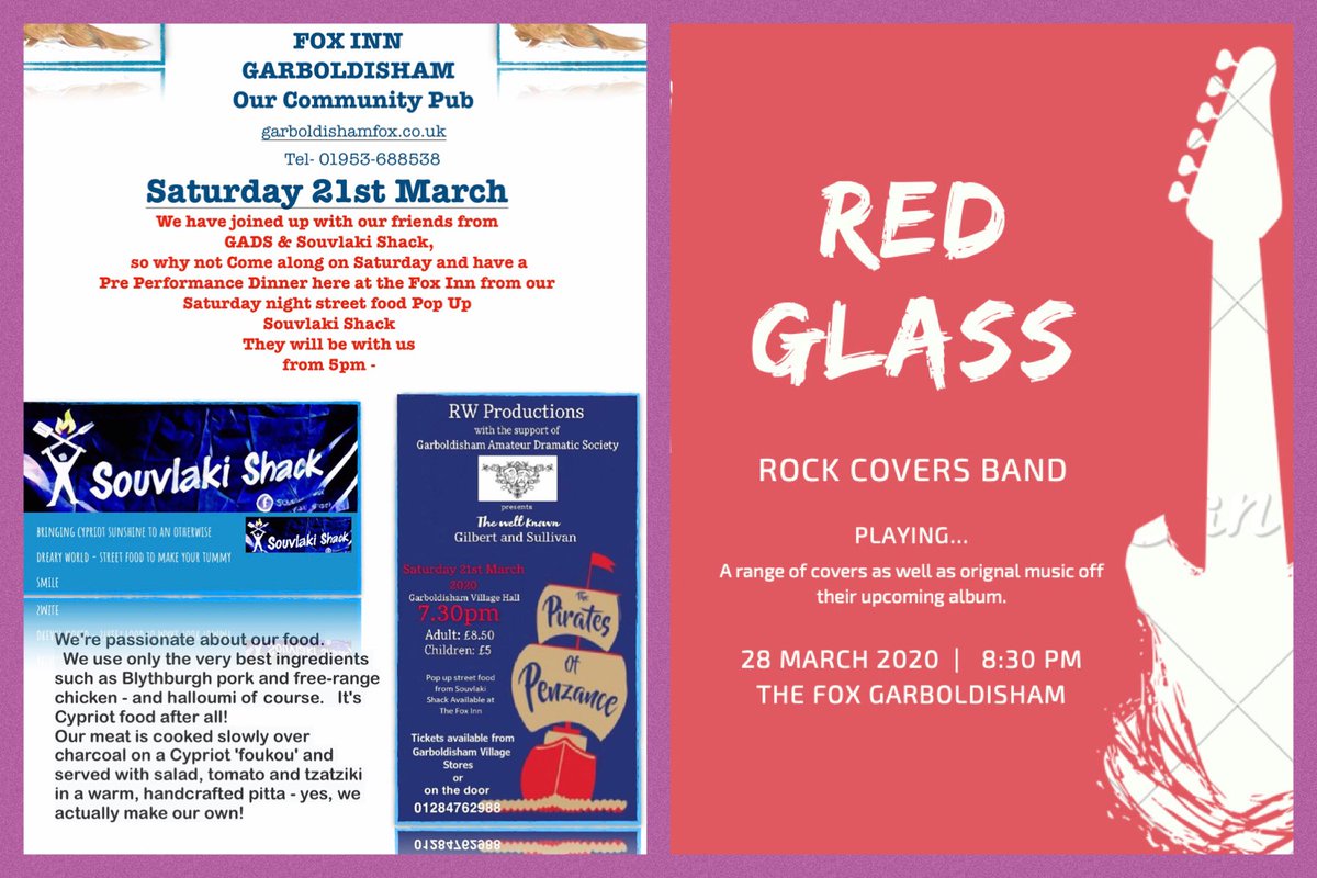 FoxGarboldisham's tweet photo. Here is a preview of what we have coming up in #March more details will follow, but it’s all about #streetfood #sundaylunch #music #StPatricksDay #6nations2020 #littlefoxcafe &amp; let’s not forget all the quality local #realale what’s not to like #visitthefox #communitypub #camra 🦊 https://t.co/YdaeFA7K3w