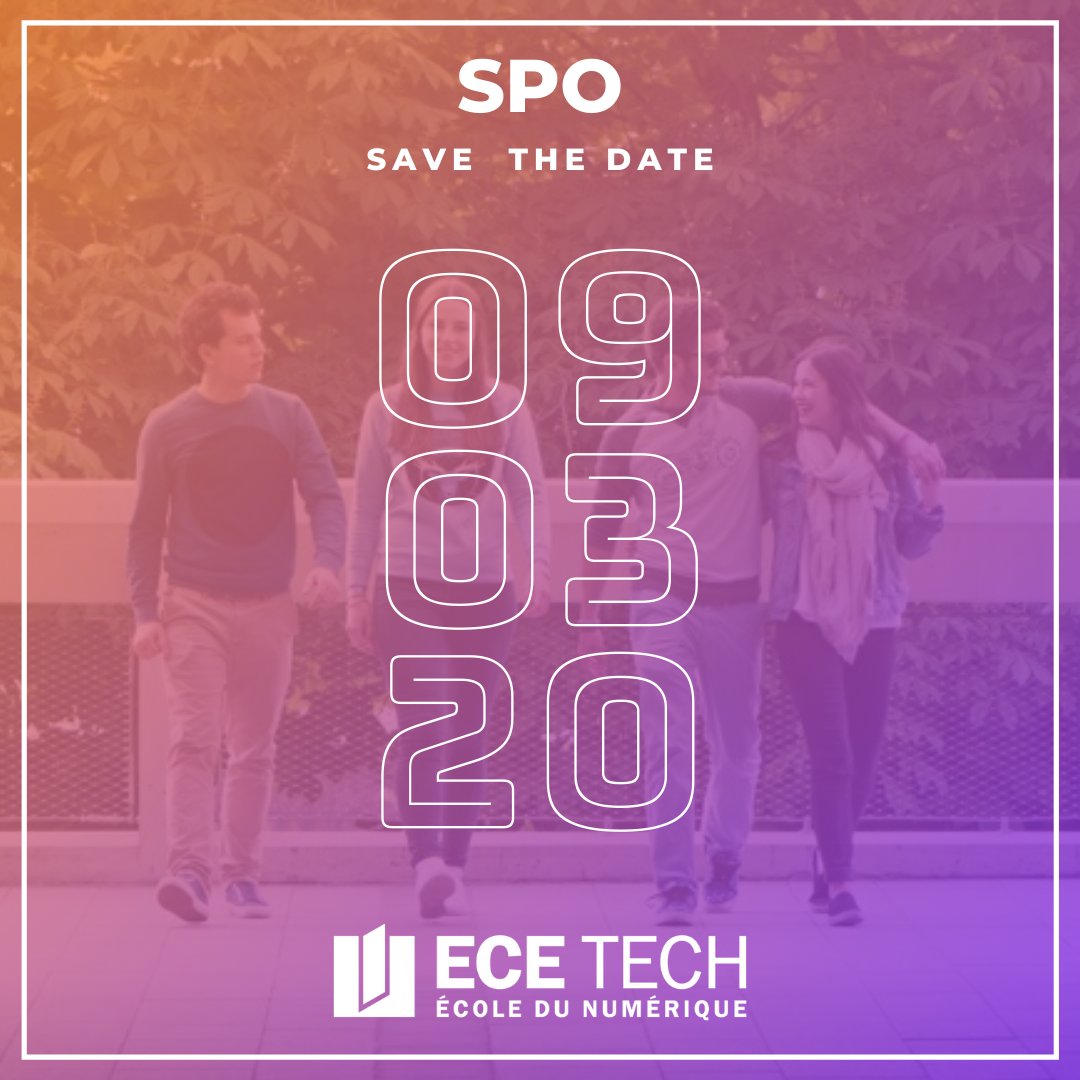 L'ECE TECH, l'école du numérique vous dévoile ses coulisses lors de sa SPO du 9 Mars 2020.

Nous vous attendons nombreux pour répondre à toutes vos questions !

Inscriptions :
pages.pariseiffel.fr/JPO_ECE_TECH_2…

#portesouvertes #ecoledunumerique #evenementecetech