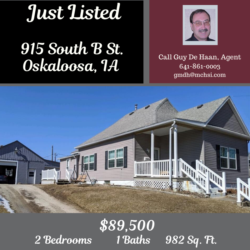 PellaHomeRealty's tweet photo. JUST LISTED!  915 South B Street, Oskaloosa
This is a very affordable 2 bedroom, 1 bath home that was fully remodeled in 2015.  Great Location!

Call Guy De Haan, Agent at 641-861-0003
#theresnoplacelikehome https://t.co/KAcy9NDNIV