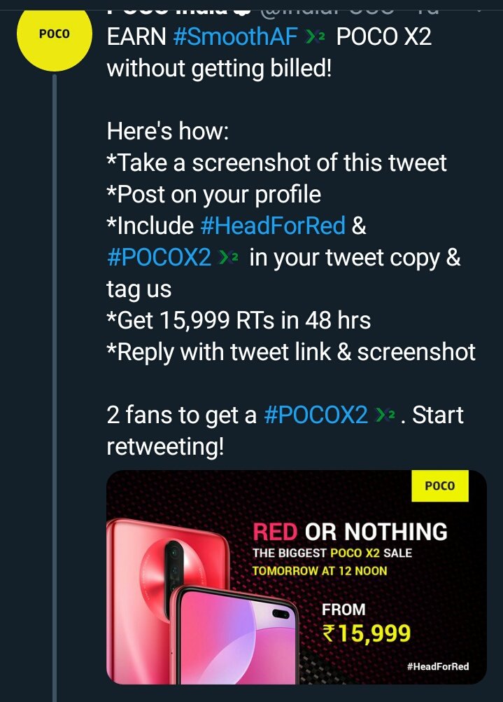Nitish_nix's tweet photo. #SmoothAF #HeadForRed  #POCOX2 #POCOX2 @mysterioussu @yashgandhi66 @ShainaArora1 @Sanjiv_34 @GGourav927 https://t.co/7VwYRCrm5p