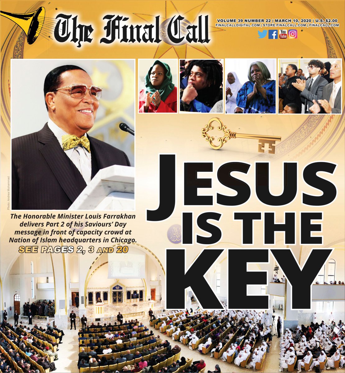 TheFinalCall's tweet photo. New Edition ::: Jesus is the Key; the Honorable Minister Louis Farrakhan delivers Part 2 of his Saviours’ Day message in front of capacity crowd at Nation of Islam headquarters in #Chicago. Read more at https://t.co/z5zRNHJRbk https://t.co/k2cGezZtQ8