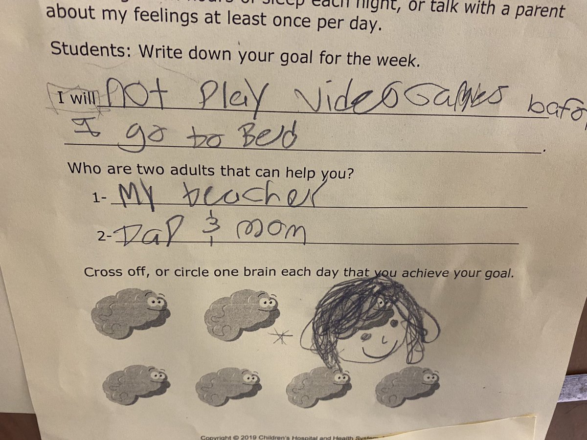CounselEdwards's tweet photo. @BantingBobcats Lesson around mental health from Healthy Minds Curriculum from Childrens Hospital Wisconsin. Perfect reminder before we move into testing season. Thanks Mrs Bence! #goalsetting #getexercise #connectwithothers #nature #limitdevicetime https://t.co/GINuedpj8M