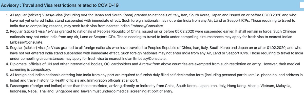 VisaDash's tweet photo. #Newsalert India has issued an advisory suspending visas for nationals coming from countries severely affected by the novel #coronavirus outbreak. Please read the announcement and we will keep you up to date with any new developments. #travelban #visaservices https://t.co/t4XHLpDZ1p