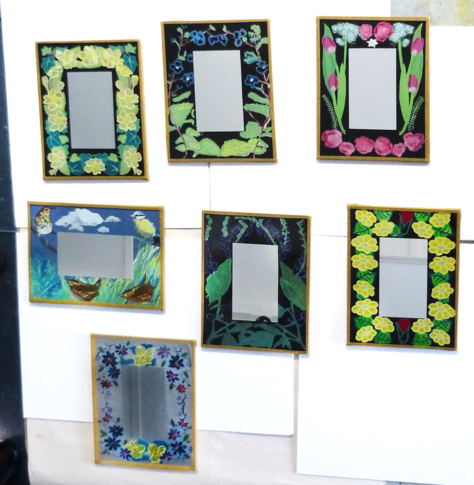 Some photos of the beautiful work our students created in Yanny Petters workshop 'Reverse Painting on Glass' last month