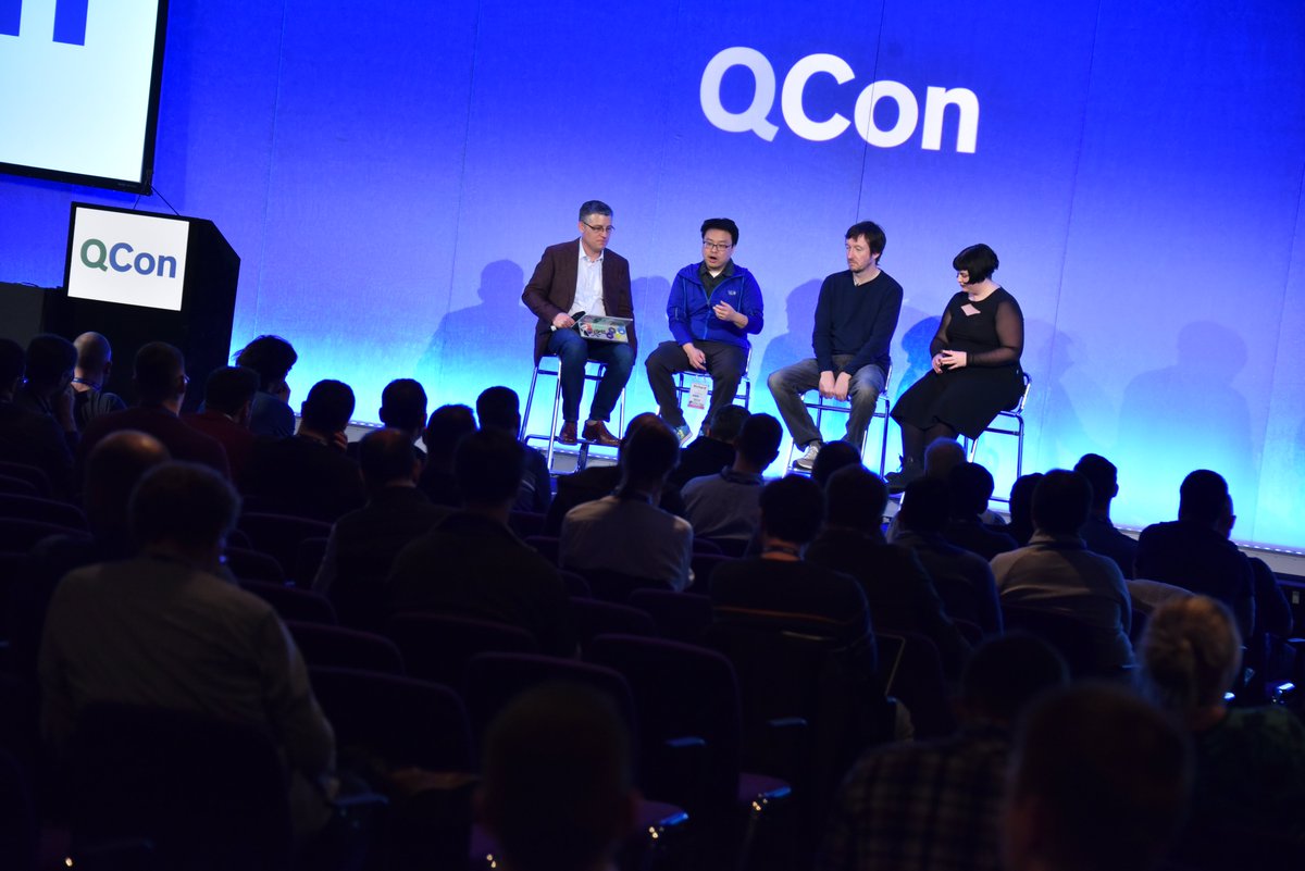 Panel at #QConLondon w/ <a href="/markrendle/">Rendle Has Left The Dumpster Fire</a> <a href="/rdli/">Richard Li</a> <a href="/msmichellegar/">Michelle</a> <a href="/ThomasBetts/">Thomas Betts (ThomasBetts@hachyderm.io)</a>. The panelists discuss how to keep up with all the changes in software development. <a href="/condenasteng/">Engineering @ Condé Nast Intl.</a> <a href="/datawireio/">Datawire</a> <a href="/VisualRecode/">VisualRecode</a>