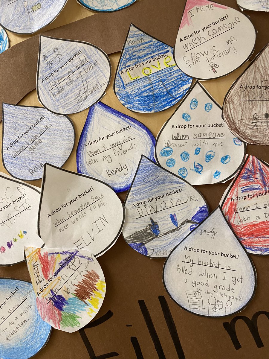 HighgateKinder's tweet photo. Thank you to our Grade 7/8 learning buddies for helping us learn many new ways to fill our buckets and the buckets of others #KindnessMatters #kindnesscounts @HighgatePS What can you do to fill someone’s bucket? https://t.co/Fol99Z1Y6q