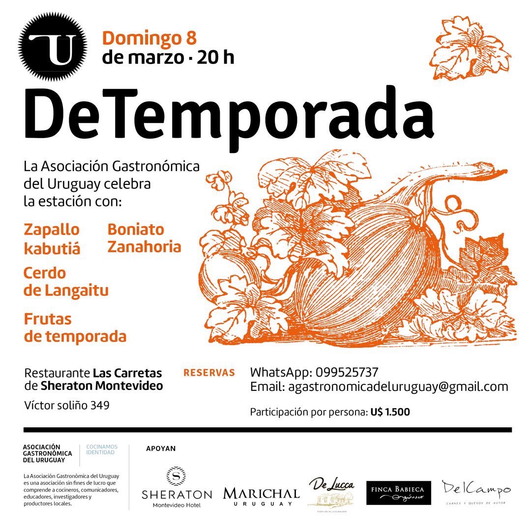 Los invitamos al segundo encuentro gastronómico de temporada organizado por la Asociación Gastronómica del Uruguay este próximo domingo. 🗓Domingo 8 de marzo, 20 hs.
📍Restaurante Las Carretas de Sheraton Montevideo. Victor Soliño 349.
📞Reservas: 099525737