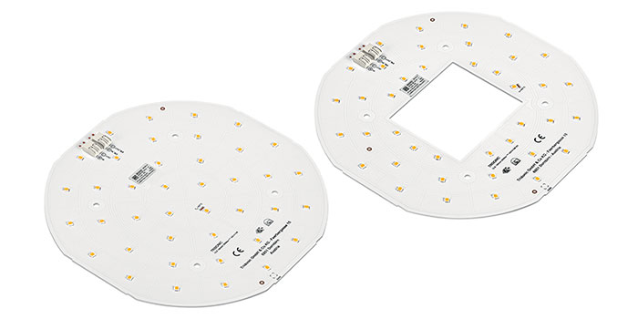 Tridonic's tweet photo. New chip implemented – higher system #efficacy achieved: Tridonics round advanced #LEDModule CLE ADV4 has been upgraded – and additionally comes with 72.000 hours of service life https://t.co/2KnSBV7PKJ https://t.co/JoRGy06vC7