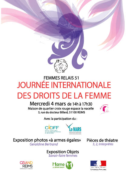 cress_grandest's tweet photo. [#EgaliteESS #ESS] 🚺=🚹
[#8 mars] 1️⃣Mercredi 4 Mars : exposition composée de 35 portraits réalisée par l’association Femmes Relais ➡️14h à la maison de quartier Croix Rouge espace la Nacelle (3, rue docteur Billard) - théâtre forum avec MARS et le CIDFF51 https://t.co/BIHdJoHtfi