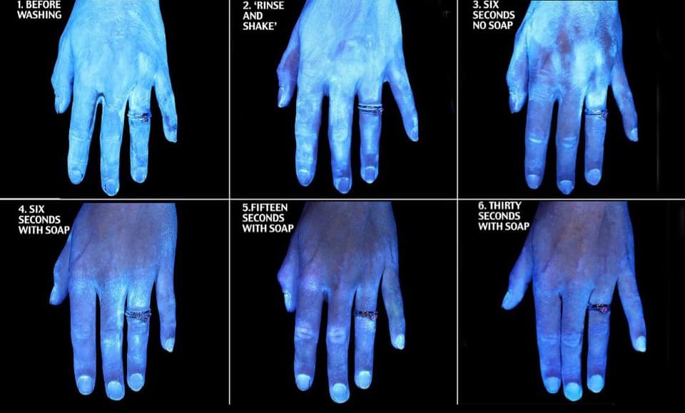 UnoClean's tweet image. Look at the difference that 30 seconds of hand washing with soap can make! Washing your hands really is the BEST way to stop the spread of germs!!

#WashYourHands #stopgerms #germs #cleanyourhands #coronavirus #nomoregerms