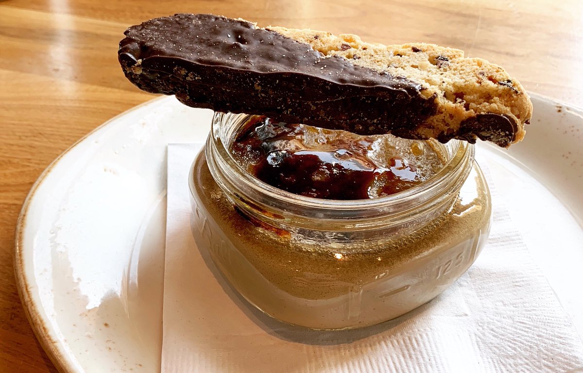Another new #dessert to celebrate! Coffee Crème Brûlée with caramelized sugar and a chocolate hazelnut biscotti.

Try it today!