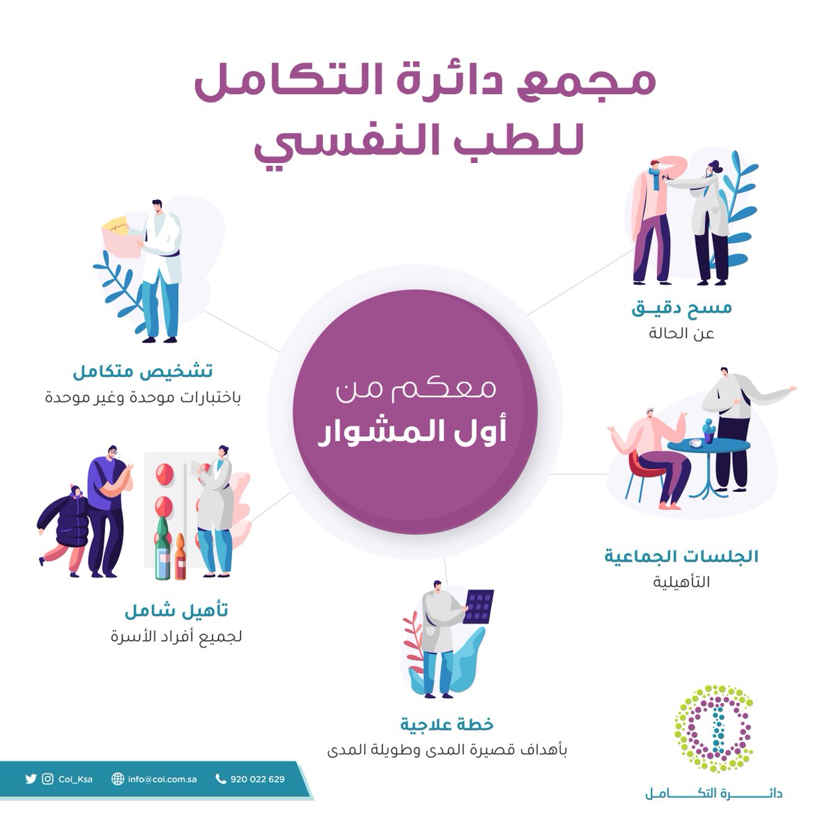 COI_KSA's tweet photo. مجمع ⁧#دائرة_التكامل⁩
يبدأ معكم المشوار خطوة بخطوة، لضمان خطّة علاجية احترافية ومُتكاملة. 

احجز موعدك الآن 📞💛
920022629 https://t.co/xDC5OUvthE