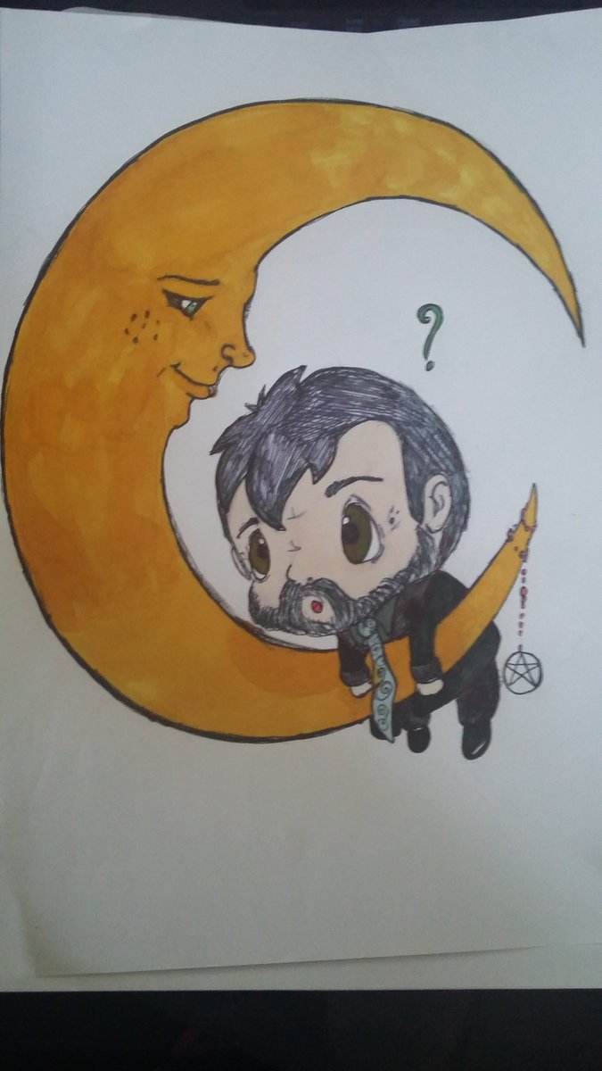 laaminablackjok's tweet photo. Quand le roi de l'enfer rate sa téléportation est fini sur la lune @Mark_Sheppard  😂 un petit chibi plein de poésie https://t.co/wscVIarHt8