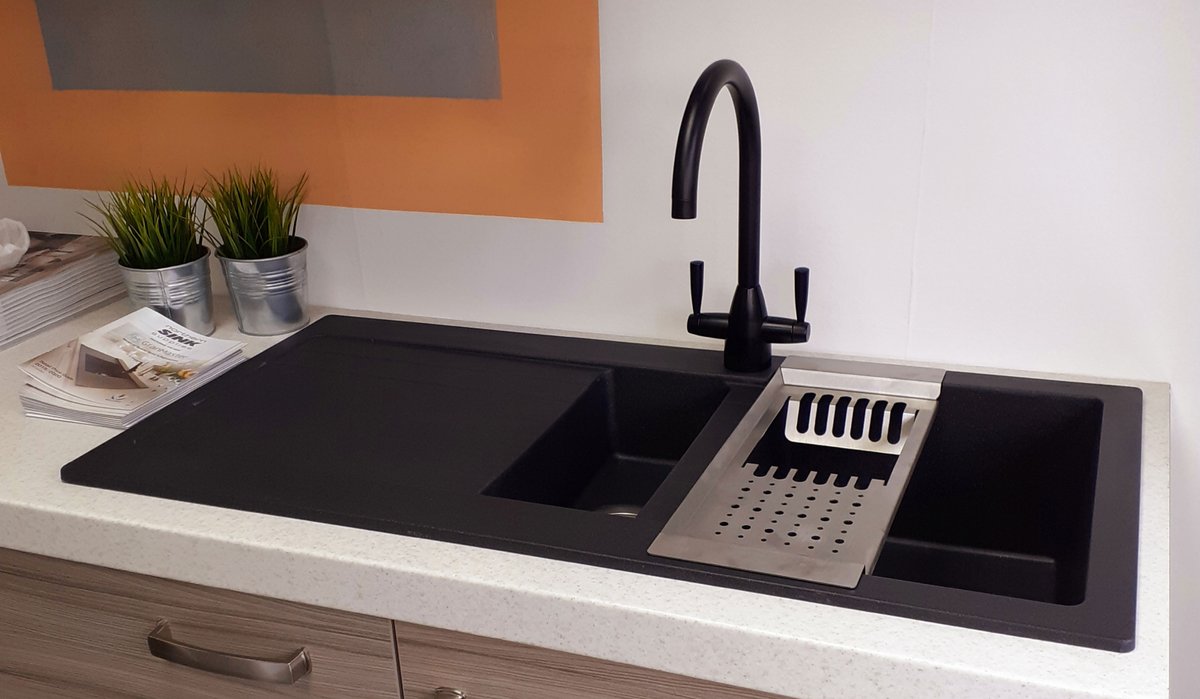 NorthernSinks's tweet photo. Initial Kitchens in Heywood with a lovely combination of our Danti Tap in black and one of our new Granmaster Sinks https://t.co/HXPxRFeSoz