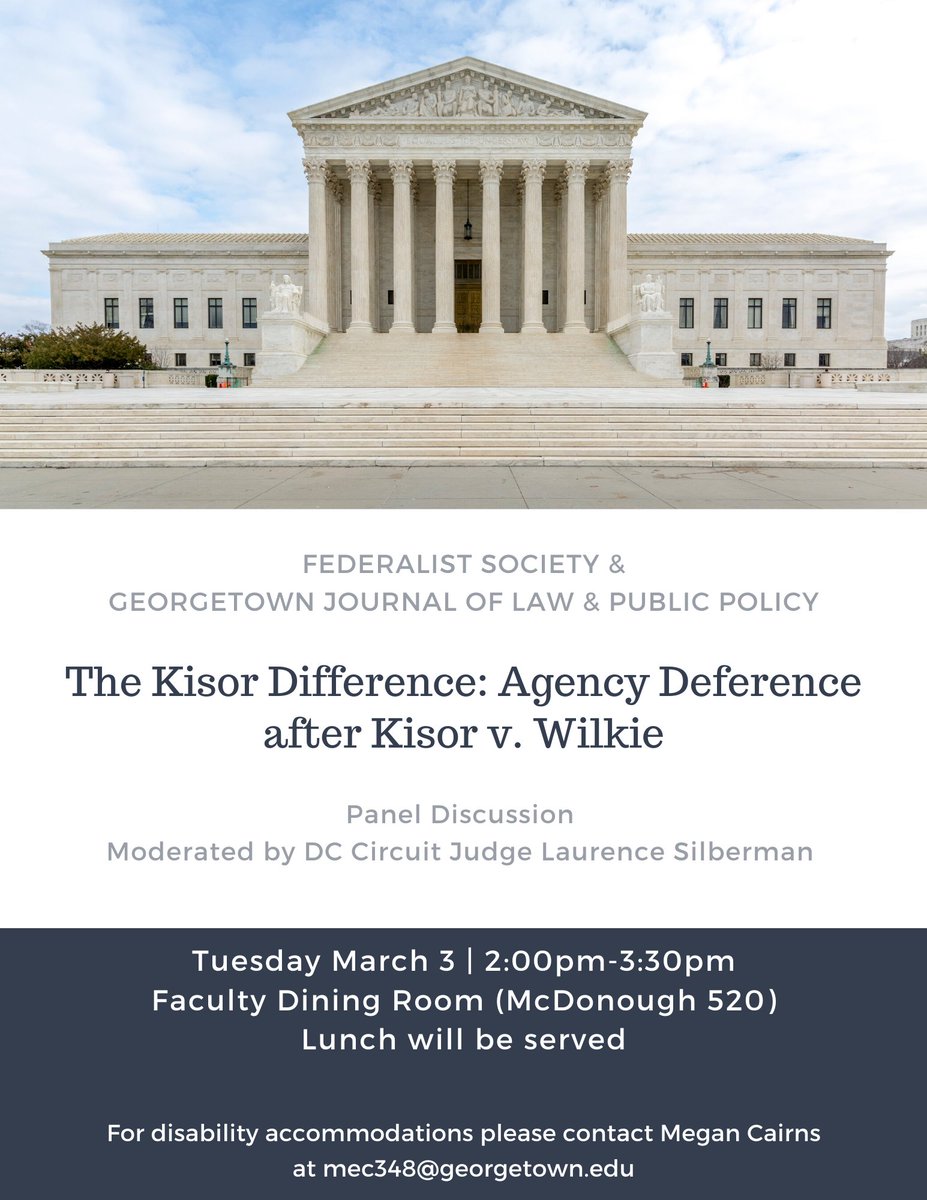 Join us at 2pm today in McDonough 520 for lunch and a panel discussion on the future of Auer deference. ow.ly/kmks50yBEkQ
