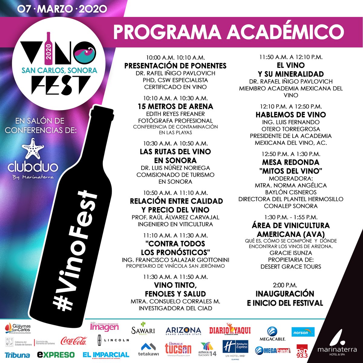 Conoce nuestro PROGRAMA ACADÉMICO 🍷

#Vinofest #SanCarlos #Sonora