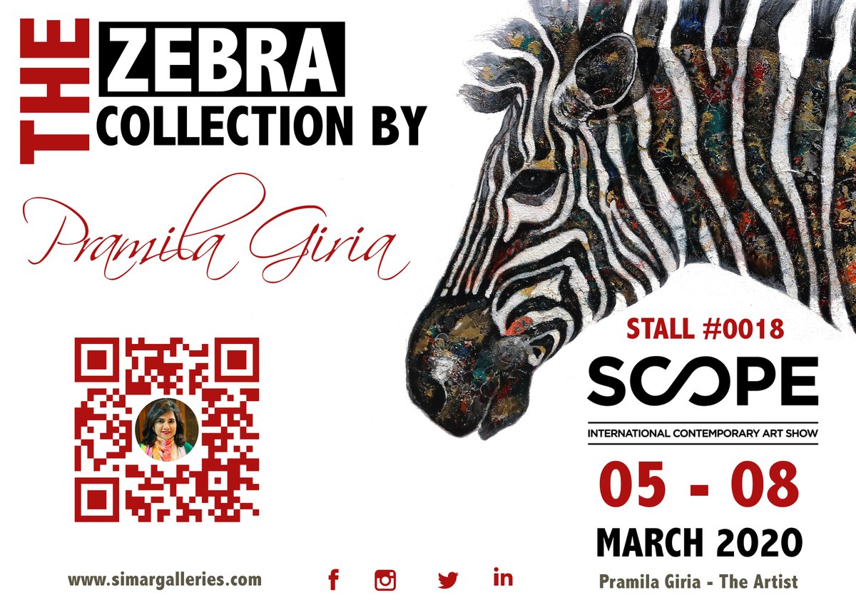 GiriaPramila's tweet photo. Witness my famous "Zebra Collection" only at SCOPE 2020, NYC at Stall #0018 from March 5th - 8th.
#ZebraCollection #SCOPEArtShow #SCOPE2020 #PramilaGiriaTheArtist #ArtExhibiton #IndianArtist #Art #WorldOfArt #MixedMedia #Paintings #VisualArt #NYC #NYC2020 #SCOPEArtShow2020 https://t.co/rSRrcOs50x
