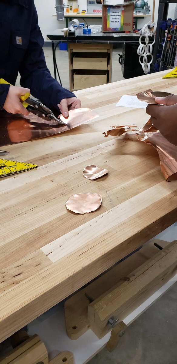 jchswoodshop's tweet photo. #metalstech students starting their first handtools project. #copperroses. https://t.co/EYJAfObZhs