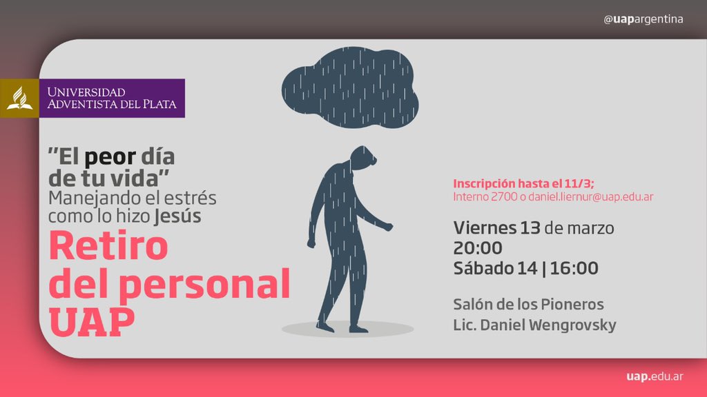 horaciorizzo's tweet photo. Si eres miembros de la familia del personal de la @UAPArgentina te esperamos para el Retiro Espiritual 2020 https://t.co/Sa56zEgY5S