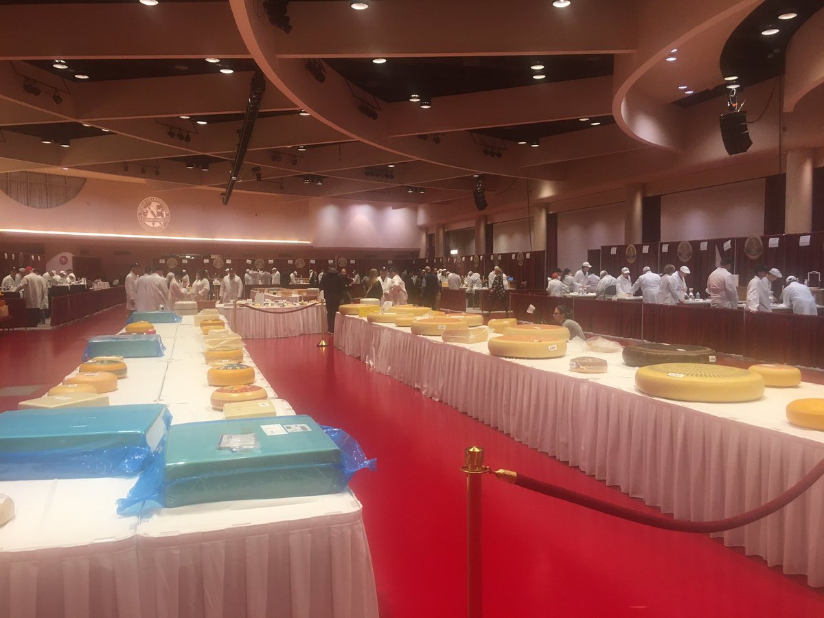 And we are underway with the World Championship Cheese Contest at Monona Terrace in Madison, Wis. 3,367 entries from 26 countries <a href="/madisondotcom/">madison.com</a> <a href="/WisconsinCheese/">Wisconsin Cheese</a> @WICheeseMakers <a href="/TravelWI/">Travel Wisconsin</a>