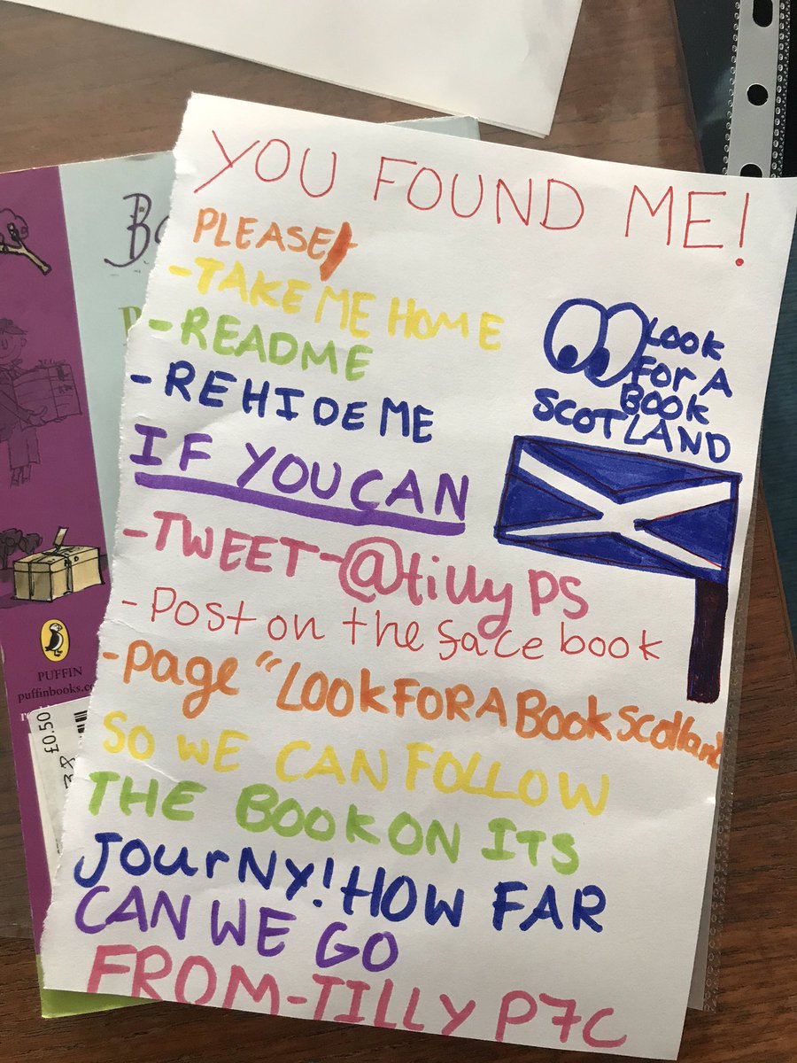 tillyps's tweet photo. Primary 7C have been busy hiding books this afternoon as part of our #bookfestival. If you find one please tweet us so we can follow the book on its journey! #lookforabookscotland https://t.co/SrTH1mstUA