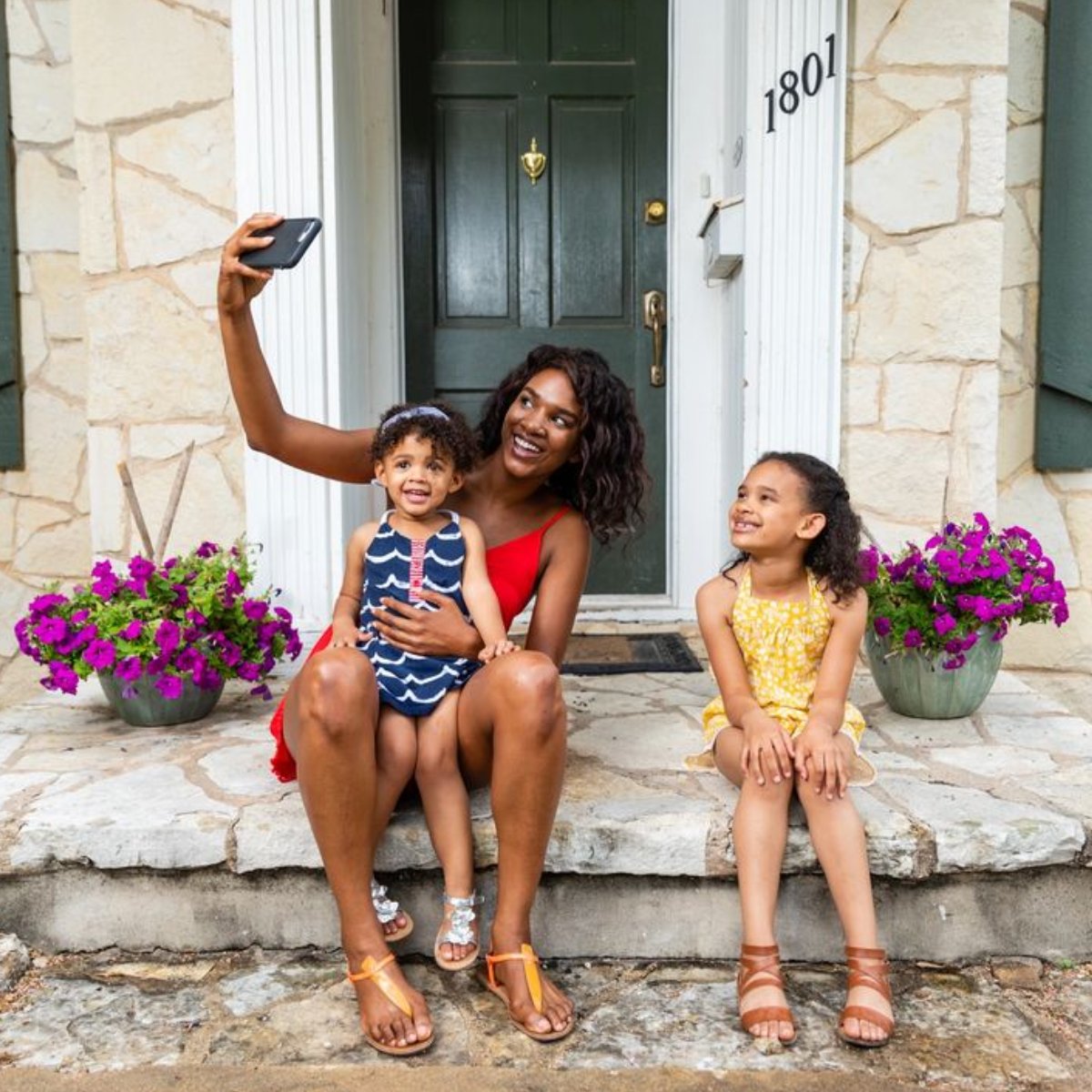 Spring is the best season to buy or sell a home! One way to add curb appeal is to place welcome mats and potted plants at your front door.