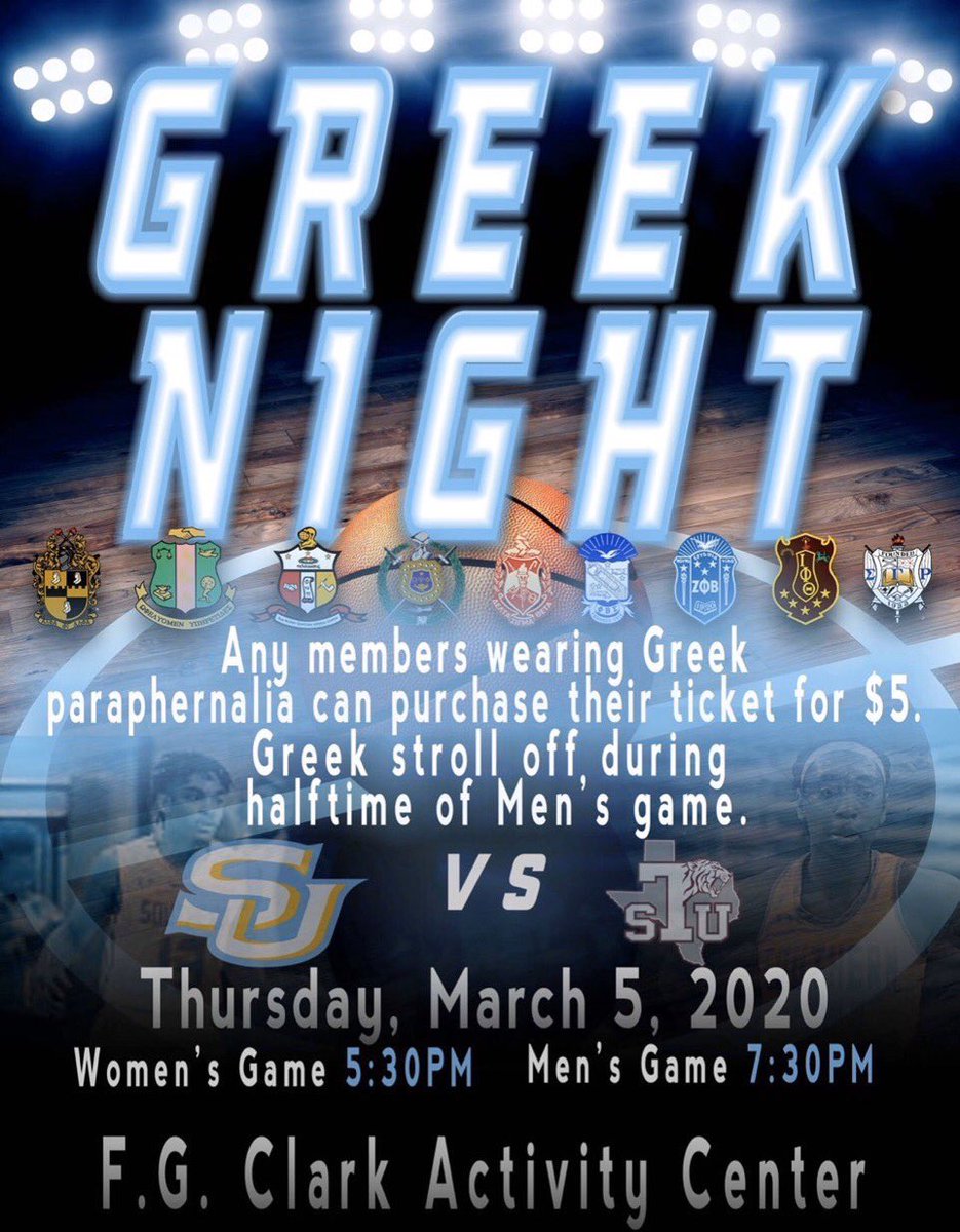 CALLING ALL GREEKS!! COME OUT TO THE BIGGEST GAME OF THE SEASON AS YOUR JAGUARS TAKE ON TEXAS SOUTHERN THURSDAY NIGHT. LET'S PACK THE DOME BY SHOWING OUR TRUE SCHOOL SPIRIT. REMINDER: GREEKS GET IN FOR $5 AND LADIES NO HEELS 👠ARE TO BE WORN ON THE COURT WHEN STROLLING 🚫