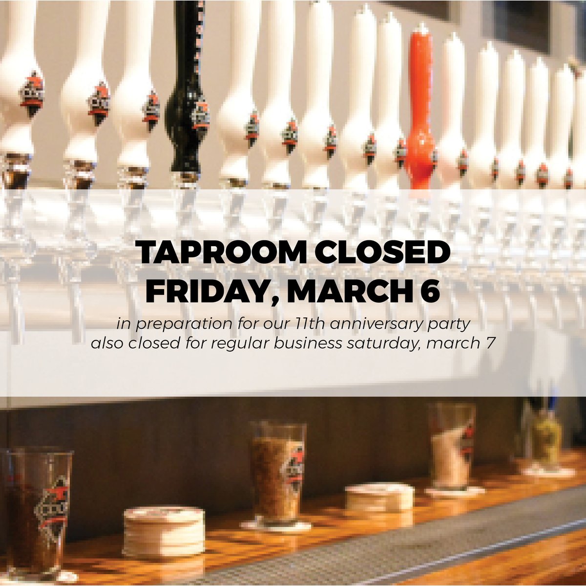 COOPAleWorks's tweet photo. FYI: The #cooptaproom will be CLOSED Fri March 6 in preparation for our anniversary party on March 7. We ARE open this Wed-Thurs 4-8pm, and regular hours will resume Wed March 11. Get your anni party tix at https://t.co/IuoW2POXvK. https://t.co/q5qTVbQ1Qc