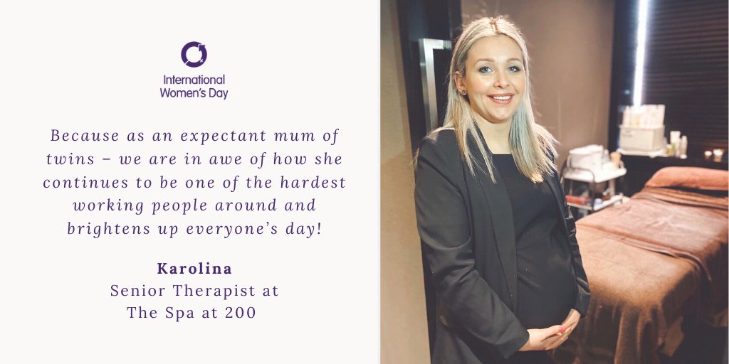200SVS's tweet photo. #IWD2020 is fast approaching and that means it's time to put some of the amazing #women behind 200 SVS in the spotlight! Meet Karolina - Senior Therapist at The SPA at 200, expectant mum of two baby girls, and a true inspiration to all of us here 👏

#EachforEqual #WomensDay2020 https://t.co/ZrkQjFw3wd