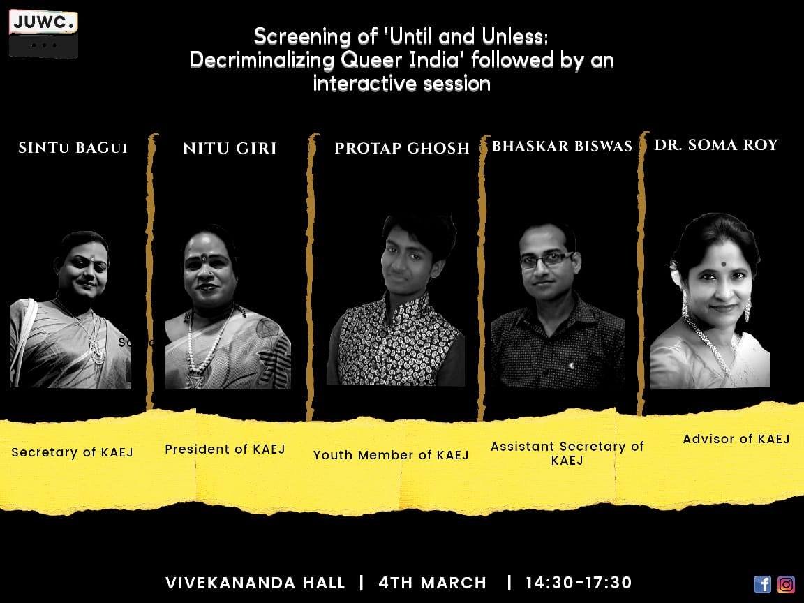 JUWC2020's tweet photo. The South Asia Center at UPenn &amp; Anandam For Equality and Justice (KAEJ) will conduct a screening &amp; discussion of the film 'Until and Unless'. The documentary film explores the impact of Penal Code 377 on the lives of India’s LGBTKH community &amp; the SC decision to repeal the law. https://t.co/VhCnFaK6w1