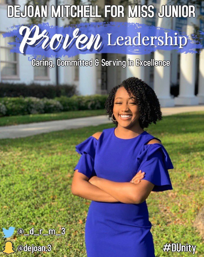 DU_Diamonds's tweet photo. As Miss Sophomore DeJoan took an oath to serve #DU22 diligently. That oath was more than words being repeated, it was her promising to serve. DeJoan is the best candidate to serve as our next Miss Junior. The evidence is there. Trust her Proven Leadership. #DUnity https://t.co/JzZit8IzwB